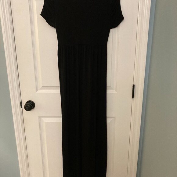 PinkBlush Black Draped Maternity and Nursing Maxi Dress - Picture 6 of 7